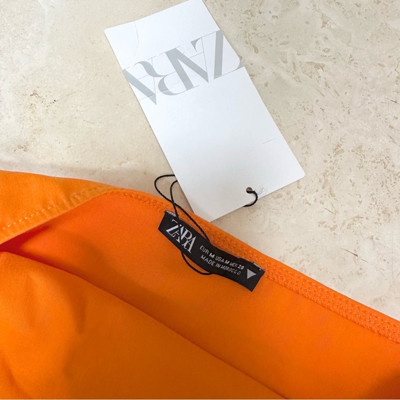 ZARA | NWT ORANGE CUT OUT STRAPLESS METAL RING DRESS STRETCHY SEXY BODY CON - Picture 14 of 15